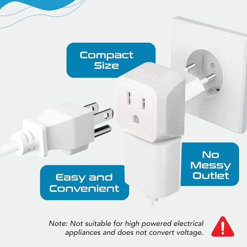 Ceptics European Travel Plug Adapter Europe Power Adaptor Charger Dual Input - Ultra Compact - Light Weight - USA to any Type C Countries such as ...