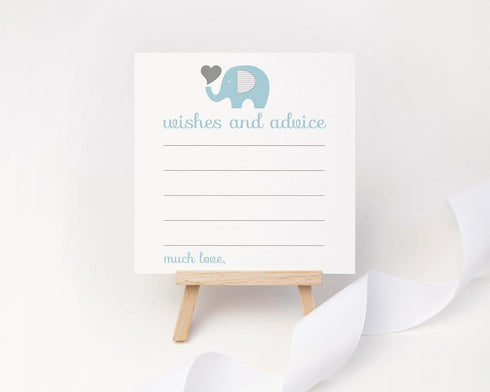 Blue Elephant Advice Cards - 25 Pack - Fun Baby Shower Game & Best Wishes for New Parents - Unique Guest Book Alternative for Graduations, Birthda...