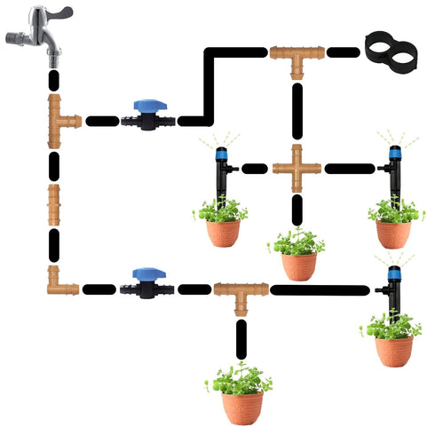37 Pieces Drip Irrigation Fittings Kit for 1/2 Inch Tubing, Drip Irrigation Parts for Drip Sprinkler System - 12 Couplings, 9 Tees, 6 Elbows, 6 Pl...