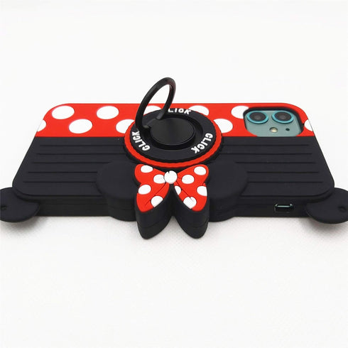 for iPhone 12 Mini Case Cute 3D Carton Camera with Rotating Ring Grip Holder Kickstand Lanyard Teens Girls Women Soft Silicone Phone Case Rubber C...