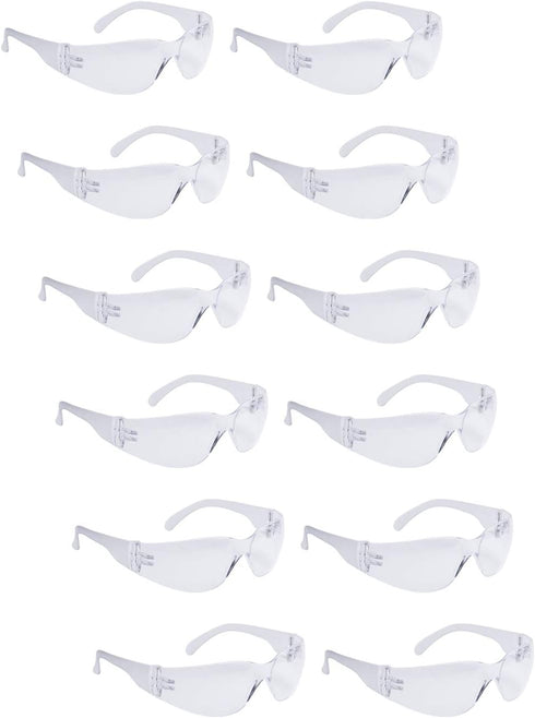 ROAR Men's Flexible Safety Glasses, Clear, 12 Pairs Per Box, ANSI Z87+ Certified, UV Protection, Comfortable, Durable, Impact Resistant...