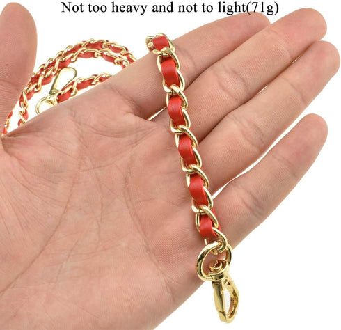 HAHIYO Mini Purse Chain Strap Slim Wide 8mm for LV Length 31.5 inches Extra Thick 4.5mm Red Leather Gold Hardware for Shoulder Cross Body Sling Ha...
