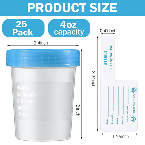 25 Pcs Disposable Urine Cup Specimen Cups with Lids and Tamper Evident Seal 4 oz Specimen Container Urine Sample Containers Urine Sample Cups for ...