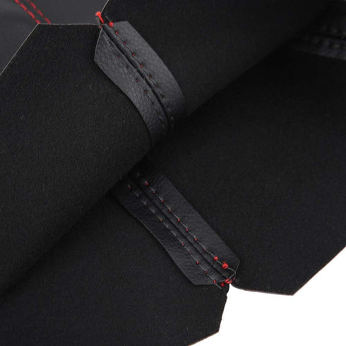 Gear Shift Boot, PU Leather, Black with Red Stitch, Easy to Install, Universal Fit...