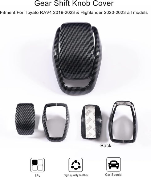for Totoya RAV4 2019-2024 Gear Shift Knob Cover, Carbon Fiber Grain Interior Protective Gear Shift Trim for Toyota Highlander 2020-2024- Carbon Fi...
