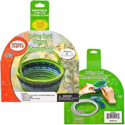 Craft County Citrone Basket with Handle 1/4 Inch (6.35 mm) Coiling Cord Basketry Kit - 25 Feet (7.6 Meters) in Length, 120 Yards (109.7 Meters) of...