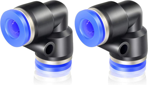TAILONZ PNEUMATIC Blue Elbow 2 Ways - 10MM Tube OD 90 Push to Connect Tube Quick Fittings Push Lock PV-10 (Pack of 2)...