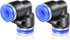 TAILONZ PNEUMATIC Blue Elbow 2 Ways - 10MM Tube OD 90 Push to Connect Tube Quick Fittings Push Lock PV-10 (Pack of 2)...