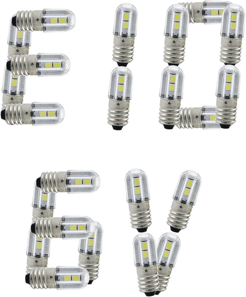 E10 Led Bulb 6vdc/ac 1w Super Bright 100Lumens Indicator Light Warm White Color,Pack of 10...