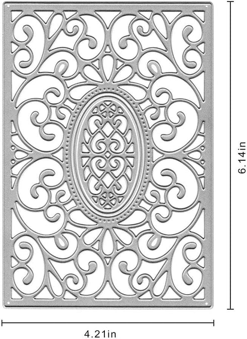Metal Oval Rectangle Lace Flower Frame Cutting Dies, Symmetry Hollow Pattern Background Die Cuts for Card Making Stencil Embossing Tool Scrapbooki...