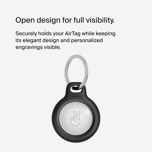 Belkin Apple AirTag Secure Holder with Key Ring - Durable Scratch Resistant Case With Open Face & Raised Edges - Protective AirTag Keychain Access...