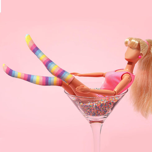 Sotiff 10 Pairs Doll Lace Stockings Handmade Long Sock Female Doll Socks Legging Casual Accessories for DIY Baby Doll Clothes Toy (Groovy Style)...