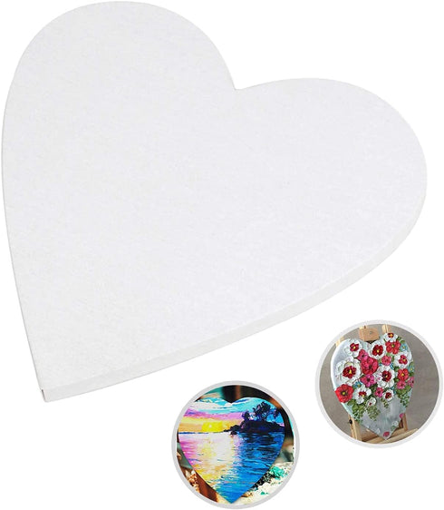 Heart Shaped White Blank Painting Canvas Wooden Framed Artist Pre-Stretched Canvas Panel Plain Small Canvas Crafts Boards for Students Artists Pai...