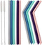 Senneny Set of 12 Silicone Drinking Straws for 30oz and 20oz - Reusable Silicone Straws BPA Free Extra Long with Cleaning Brushes- 6 Straight + 6 ...