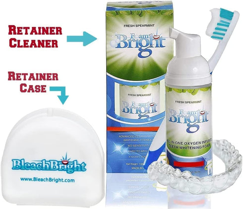 Retainer Cleaner & Aligner Cleaner FoamBright, Great for Invisalign, Teeth Whitening Foam, Candid, Byte, Denture Whitener Toothpaste & Braces Clea...