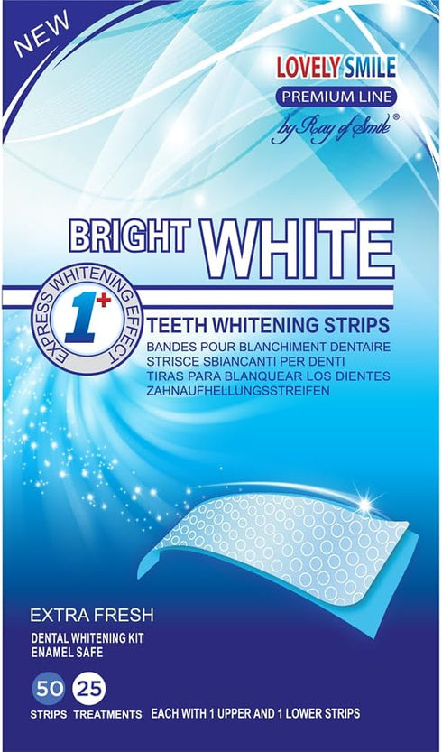 Lovely Smile Premium Line 50 Teeth Whitening Strips for 25 Applications - White Teeth in 1 Hour - Enamel Safe - No Slip and No Sensitivity - Denta...