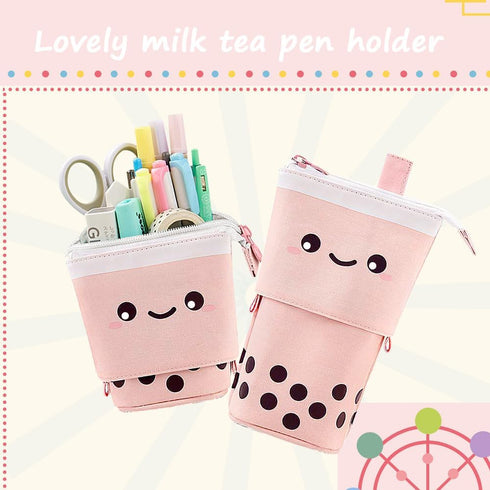 Cute Standing Pencil Case for Kids, Pop Up Pencil Box Makeup Pouch, Christmas Gift Kids Corduroy Pen Holder Organizer Cosmetics Bag, Kawaii Statio...