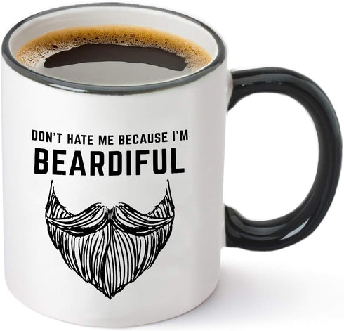 Gelid Don't Hate Me Because I'm Beardiful Coffee Mug - Funny Beard Gift For Him – Birthday or Christmas Gift Idea for Husband, Brother, Dad, Man o...