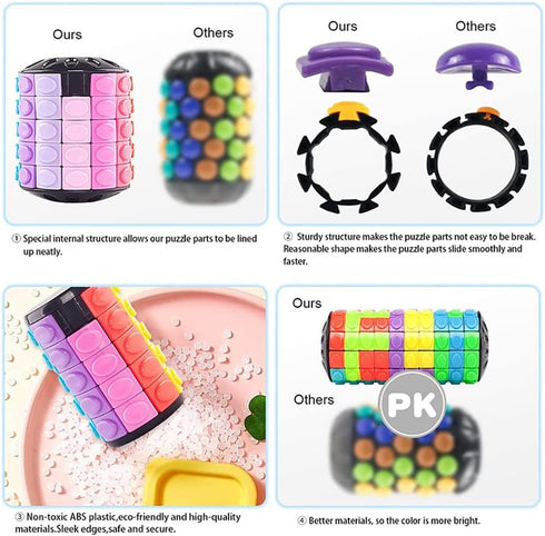 Magic 3D Puzzle Cube Rainbow Fidget Toys Cylinder Rotate Slide 7 Layers Educational Games for Kids Adults...