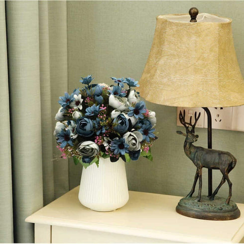 CATTREE Artificial Peony Bud Mixed Flowers, 4pcs Plastic Plants Silk Fake Flowers Bouquet Bridal Home Garden Office Kitchen Bathroom Table Centerp...