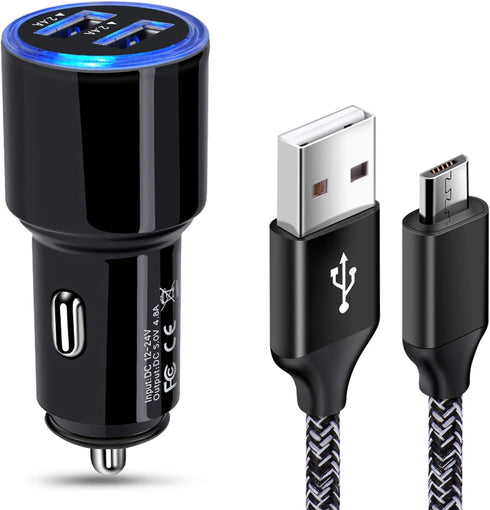 Fast Car Charger Android, Fast Charging Micro USB Cable Compatible for Samsung Galaxy S7 S6 J8 J7 J6 J5 J4 J3,Note 5 4 3, Moto E4 E5 G4 G5 G6 Play...
