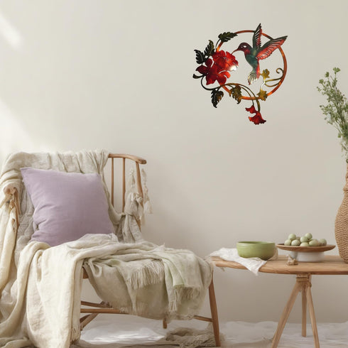 Zoihet Round Metal Bird Wall Art Decor - Hummingbird Wall Art Silhouette for your patio, garden, and fence Art Decor, Bird Wall Silhouette Indoor ...