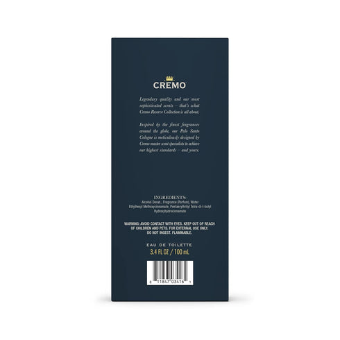Cremo Spray Cologne, Palo Santo (Reserve Collection), A Combination of Bright Cardamom, Dry Papyrus and Aromiatic Palo Santo, 3.4 Fl Oz...