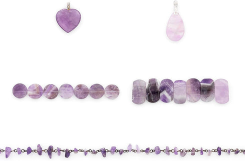 Expo International Assorted Amethyst Gemstone Jewelry Making Beads...