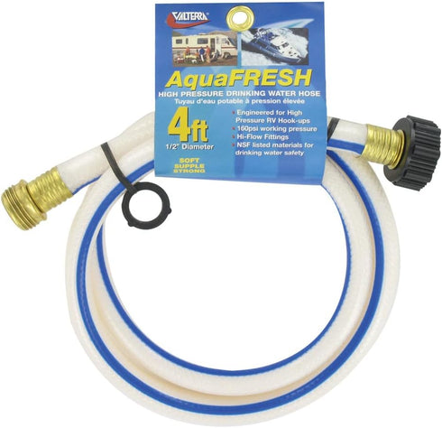 Valterra AquaFresh High Pressure Drinking Water Hose, Water Hose Hookup for RV - 1/2" x 4', White...