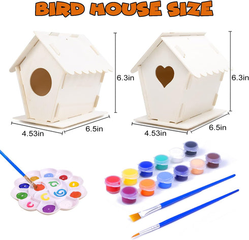 hapray 2 Pack Bird House Kit, DIY Birdhouse Kits, Wooden Crafts Arts for Children to Build and Paint (Includes Paints & Brushes) for Kids Girls Bo...