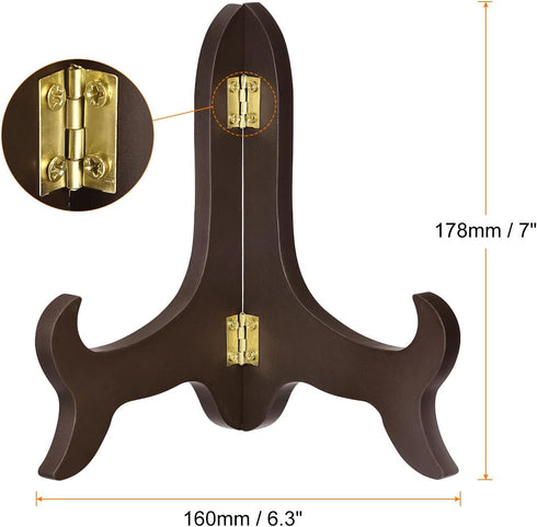 uxcell 7" Easel Plate Holder, Wooden Folding Display Stand Brown for Decorative Picture Frame...
