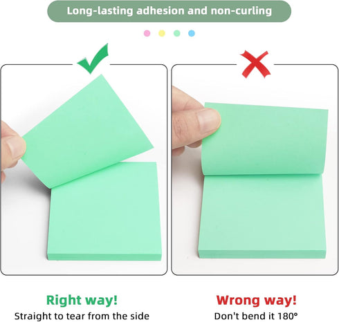 12 Packs Colored Sticky Notes, 3"x3" Self-Stick Pads with 960 Sheets in Total, 80 Sheets/Pack, Perfect for Office, Home, School, Meetings - 4 Colo...