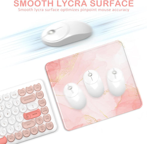 Mouse Pad with Stitched Edge, Multiple Patterns Computer Mouse Pads with Non-Slip Rubber Base, Washable Lycra Cloth Mousepad, for Gaming, Laptop, ...