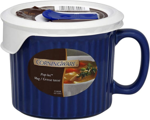Corningware 1105119 20-Ounce Oven Safe Meal Mug with Vented Lid, Blueberry...