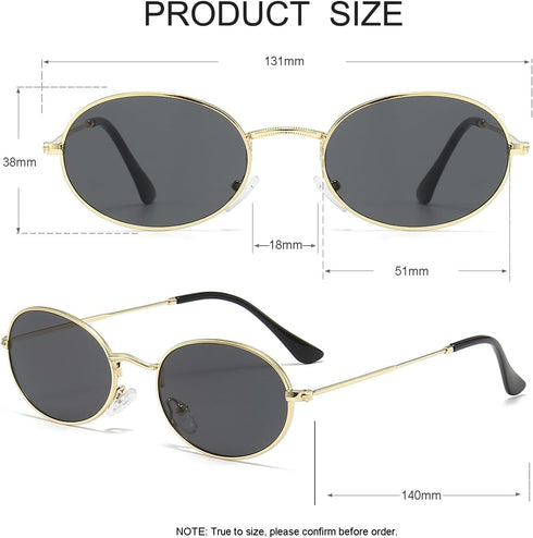 JOVAKIT Retro Oval Sunglasses for Women Vintage Trendy 90s Small Sun Glasses Classic Oval Shades Metal Frame Eyewear...