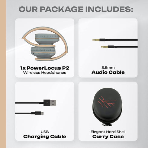 PowerLocus Bluetooth Headphones Over Ear, Wireless Headphones with Microphone, Foldable Headphone, Soft Memory Foam Earmuffs & Lightweight, Micro ...