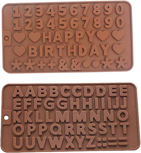 4PCS Silicone Letter Number Molds Fondant Mould Bakeware Candy Jelly Making Molds Chocolate Number with Happy Birthday Cake Decorations...