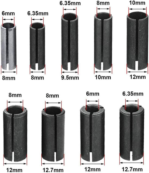 9 Different Sizes Steel Router Collet Chuck Driver Router Adapter Converter for Woodworking Engraving Machine Tool...