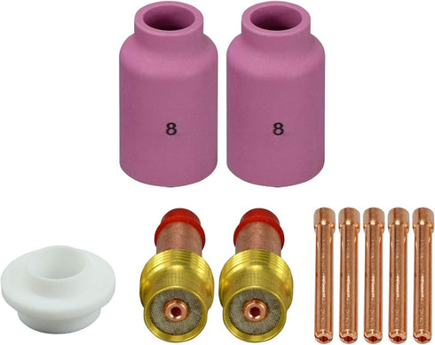 RIVERWELD TIG Gas Lens Collets Boby 13N24 45V26 (3/32" & 2.4mm Orifice) Ceramic Cup 54N14#8 (1/2") 54N01 TIG Gas Lens Insulator for QQ300 DB SR CK...