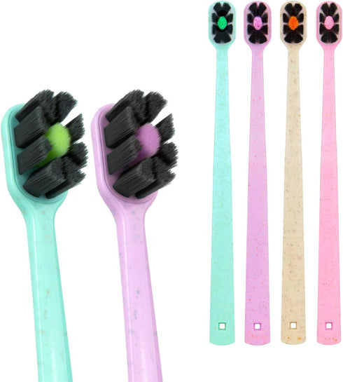 Lindo EcoCare Polishing Toothbrush - Charcoal Infused Bristles & Biodegradable Handle, for Sensitive Gums and Teeth, 12000+ Ultra Fine Charcoal In...