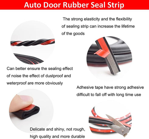 Seal Strip Big D-Shape Weatherstrip Door Seal 0.649" Height X 0.57" Width Automotive Door Soundproofing, Car Motor Auto Door Rubber Weather Stripp...