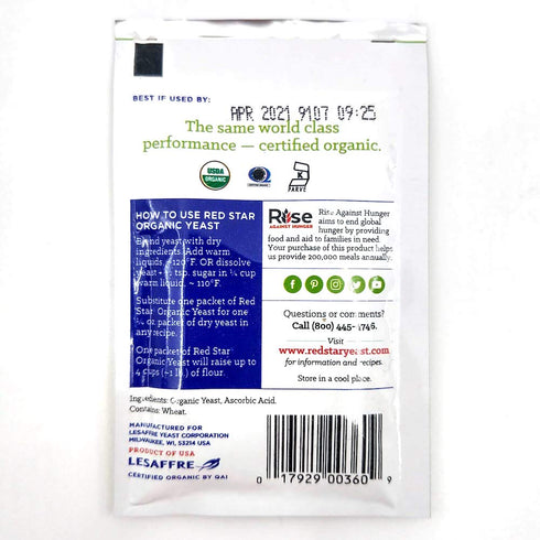 Lesaffre Red Star Organic Instant Yeast - 5 Packets...
