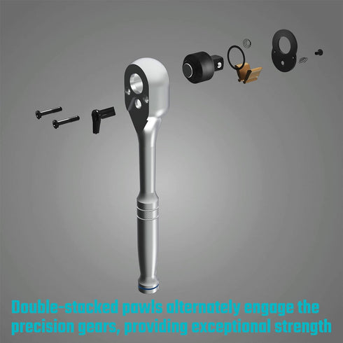 DURATECH 3/8-Inch Drive Ratchet, Quick-Release Ratchet Wrench, 72-Tooth, Reversible Switch, Full-Polished Chrome Plating, Alloy Steel...