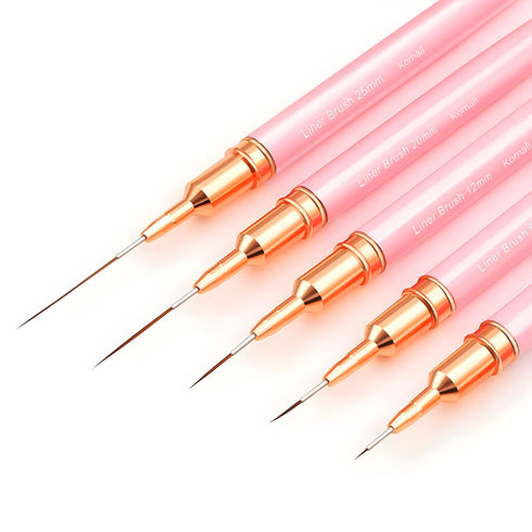 Nail Art Liner Brushes, 5Pcs Painting Nail Art Brush Set Nail Dotting Drawing Tool for Long Lines, Thin Details, Fine Drawing Sizes 4/8/12/20/25mm...