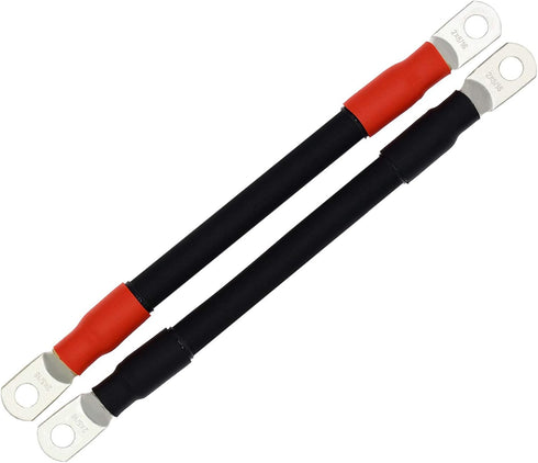 2PC 2 AWG Gauge Battery Power Inverter Cables,Tinned Copper Terminal,Good for Solar,Auto,RV,Motorcycle,Car& Marine (8 Inch,5/16 Lugs)...