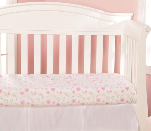 EVERYDAY KIDS 2 Pack Fitted Girls Crib Sheet, 100% Soft Breathable Microfiber Baby Sheet, Fits Standard Size Crib Mattress 28in x 52in, White and ...