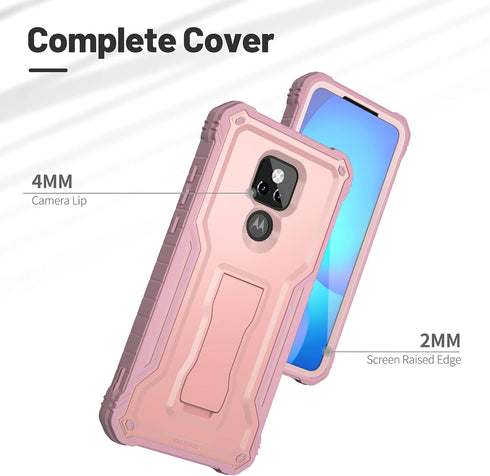 ExoGuard for Moto G Play 2021 Case, Rubber Shockproof Full-Body Cover Case Built-in Screen Protector and Kickstand Compatible with Moto G Play 202...