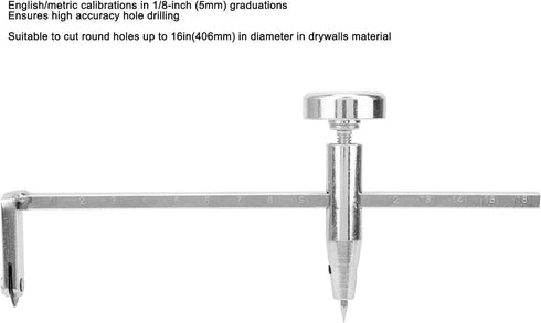 Dry Wall Circle Cutter, Stainless Steel Drywall Circle Hole Cutter Steel Shaft Plasterboard Saw Adjustable Pivot Point Drywalls Tools for Cutting ...