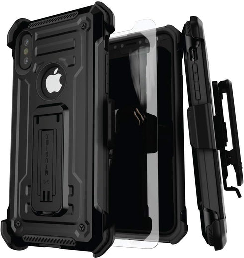 Ghostek Iron Armor Rugged iPhone Xs Case with Belt Clip Holster and Kickstand (Black)...