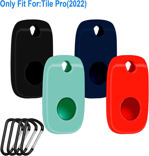 Protection Case for Tile Pro 2022 Tracker,4Pack Silicone Soft Cover Bluetooth Tracker with Keychain,Keys Finder & Item Locator Scratch Resistant S...